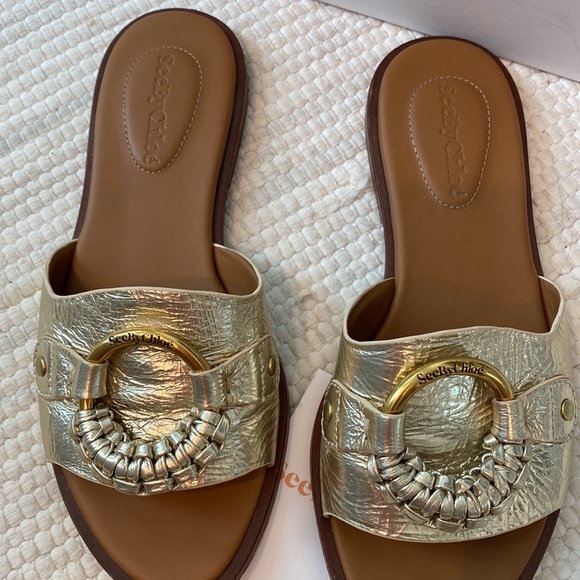 SEE BY CHLOE gold sandal / slide Size 6 - Picture 3 of 5